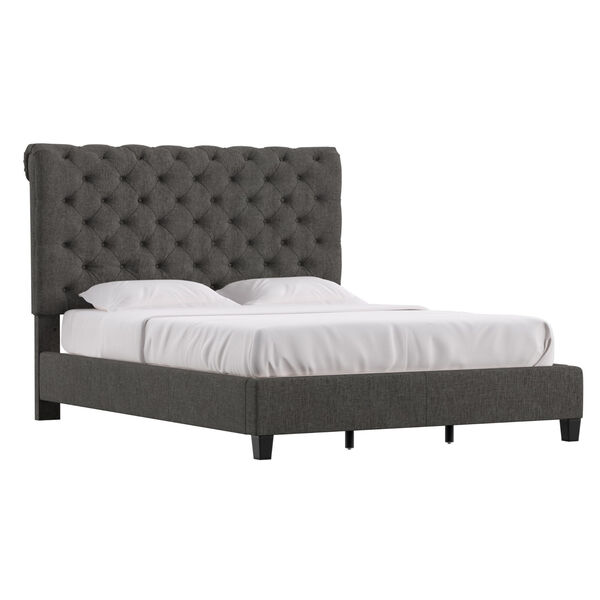 Charolette Brown Adjustable Tufted Roll Top Queen Bed, image 1